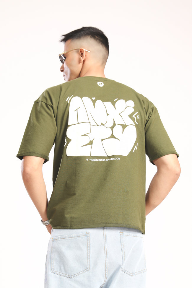 ANXIETY OLIVE GREEN TEE Hover Image