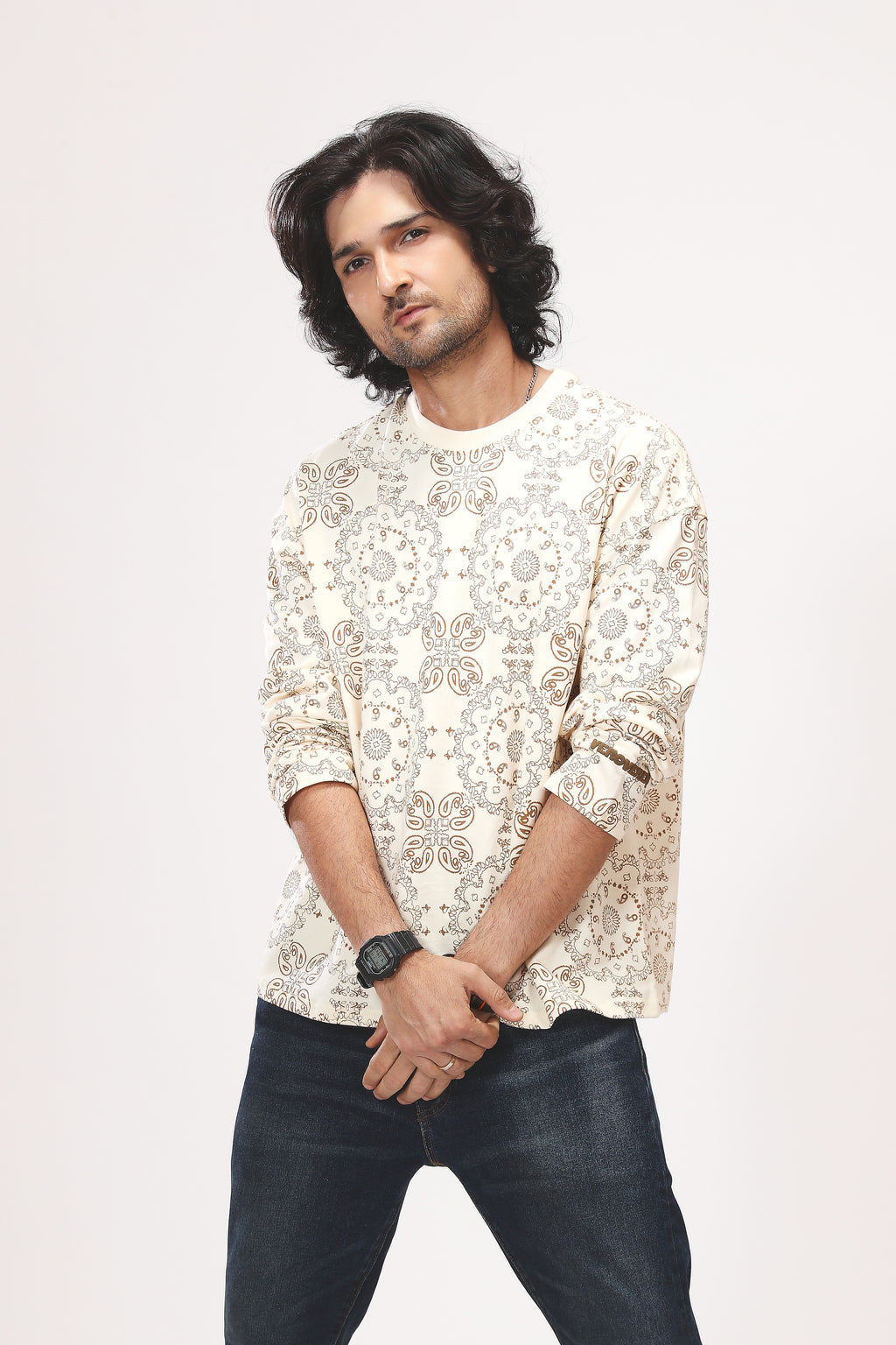 CREAM PAISLEY TEE
