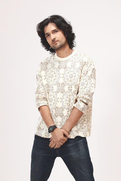 CREAM PAISLEY TEE
