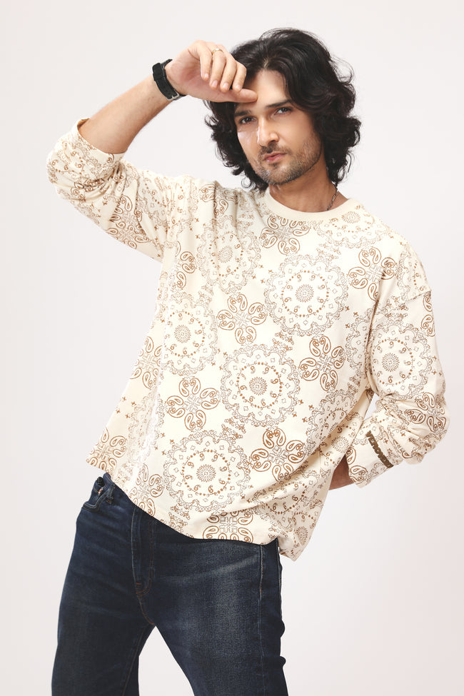 CREAM PAISLEY TEE Hover Image