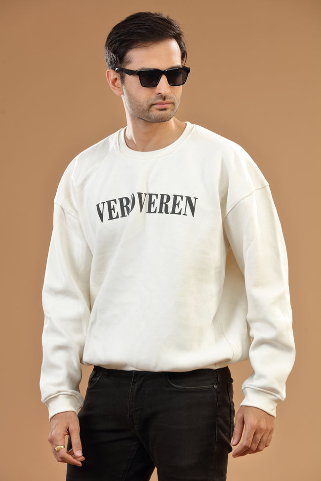 Off White Round Neck Sweatshirt Hover Image