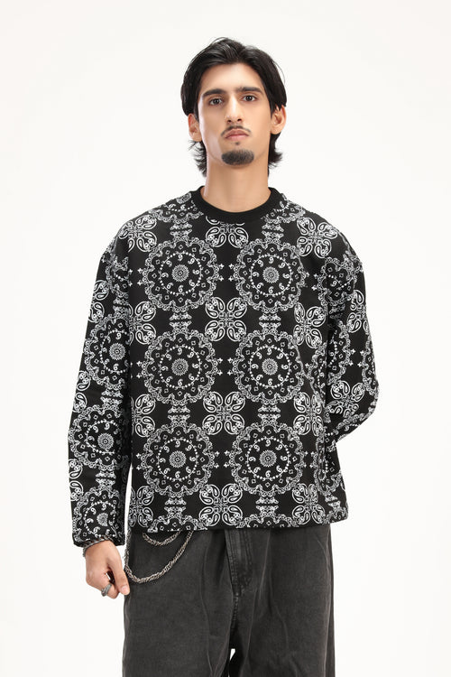 BLACK PAISLEY TEE